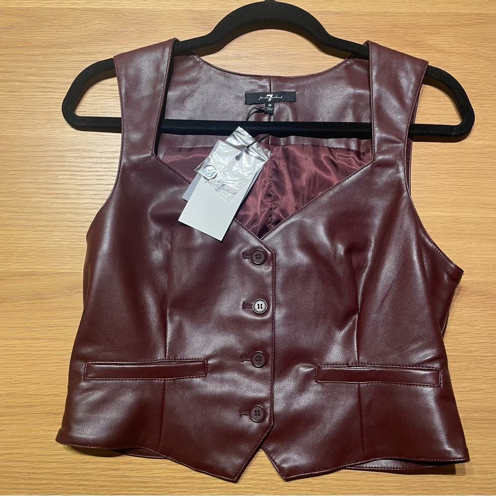 7 For All Mankind Burgundy leather vest top size M NWT